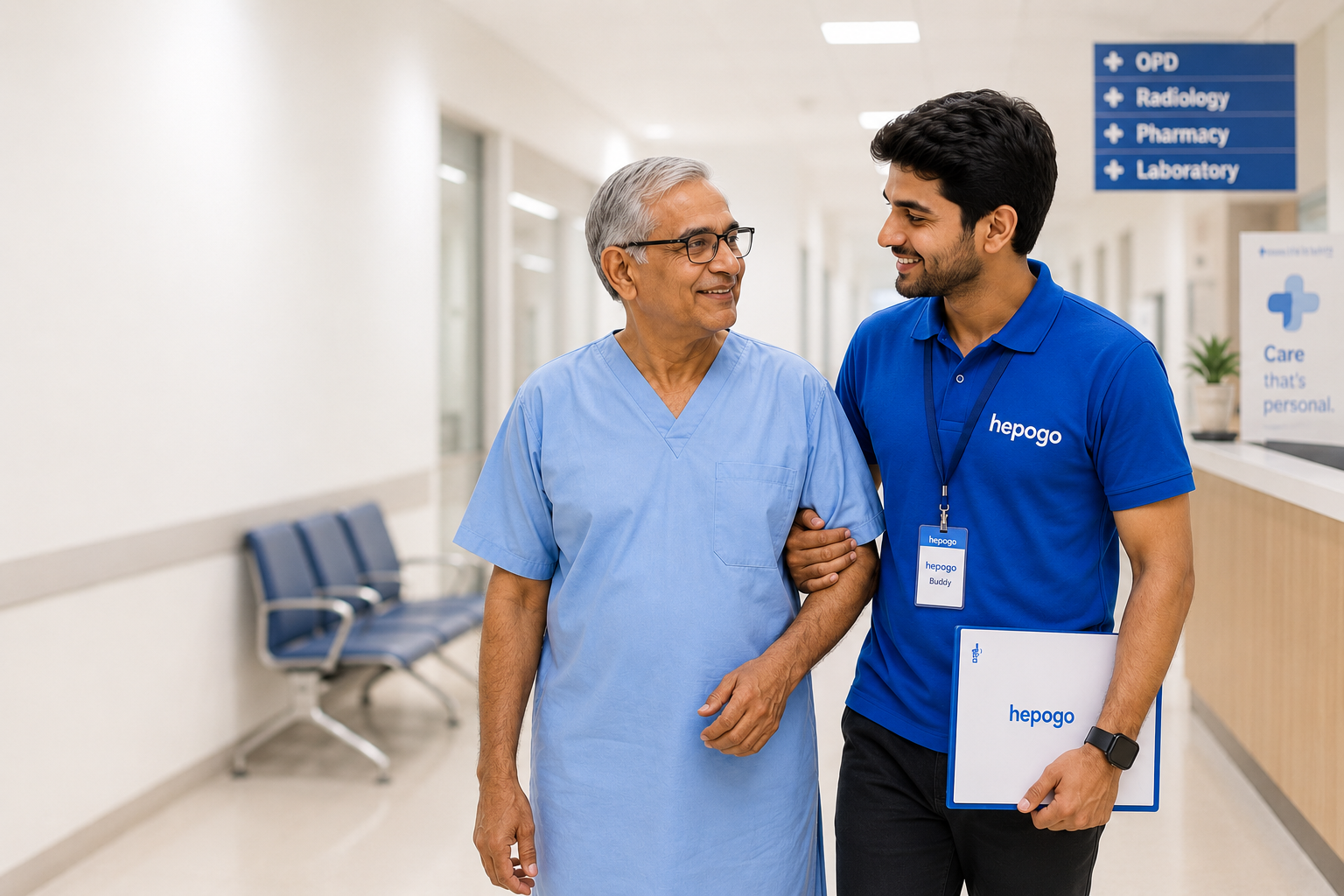 A companion accompanying someone to a hospital appointment
